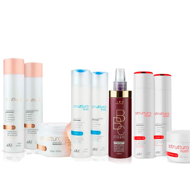 Kit Completo Struttura Reconstrução,Nutrição e Hidaratação Cosmetica It - PW Distribuidora 